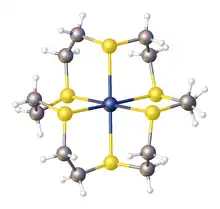 Structure of [Ag(18-ane-S6)]2+. The Ag-S distances are 2.62 Å.