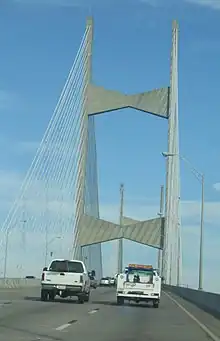 Northbound on the Dames Point Bridge.