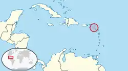 Location of Saba (island) (circled in red)in the Caribbean