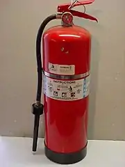 A 2.5&nbsp;US&nbsp;gal (9.5&nbsp;L) USCG-approved 2+1⁄2-gallon AFFF foam fire extinguisher