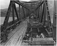 The Ludendorff Bridge on 17 March 1945 four hours before its collapse